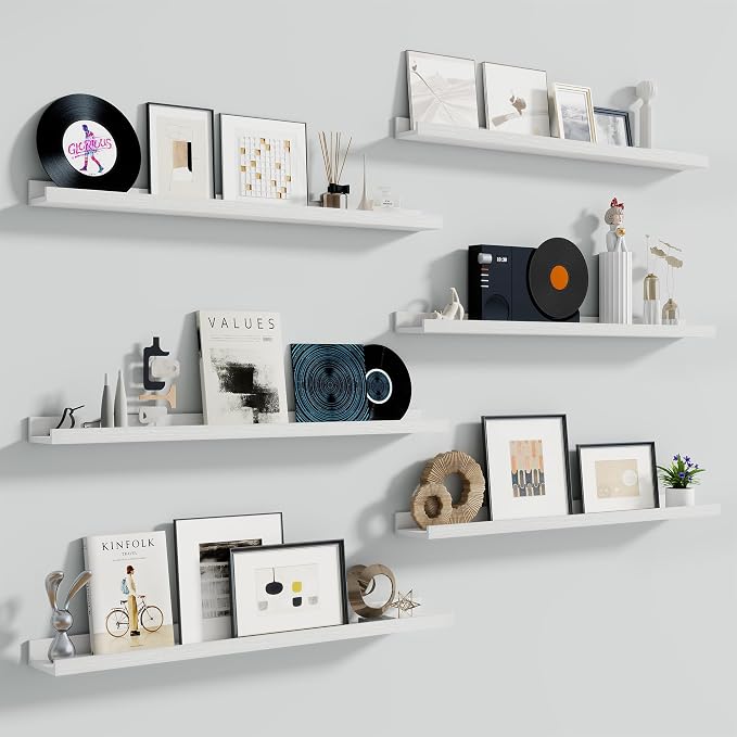 Fun Memories Picture Ledge Shelf, 48 Inch Long Floating Shelves Set of 6 by FunMemories