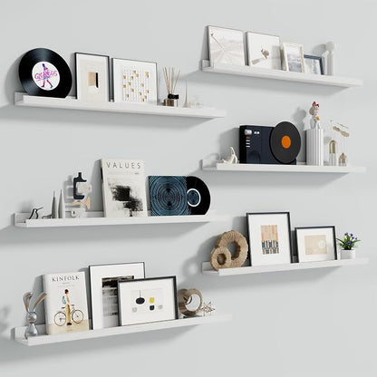 Fun Memories Picture Ledge Shelf, 48 Inch Long Floating Shelves Set of 6 by FunMemories