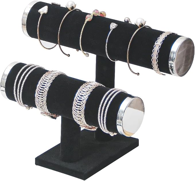 2 Tier Bracelet Holder Stand, Bangle Watches Display, Velvet Bracelet Jewelry - Image 2