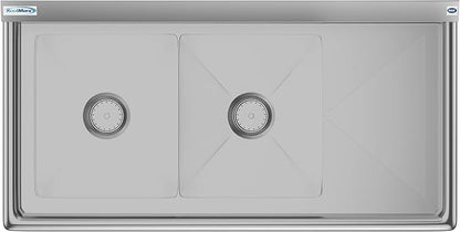 KoolMore 2 Compartment Stainless Steel NSF Commercial Kitchen Prep & Utility - Image 8