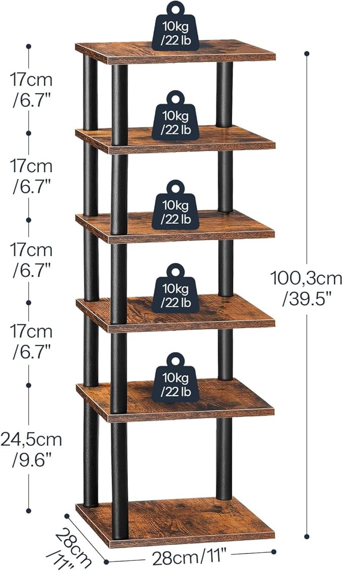 HOOBRO Vertical Shoe Rack, 6-Tier Narrow Shoe Shelf, Shoe Storage Organizer - Image 3