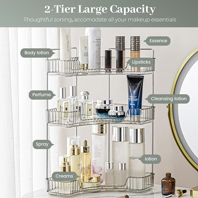 Aveniee Corner Bathroom Counter Organizer, Bathroom Countertop Shelf Makeup - Image 2