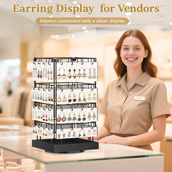 MODOWEY 360 Rotating Earring Cards Organizer Holder Stands - Image 5