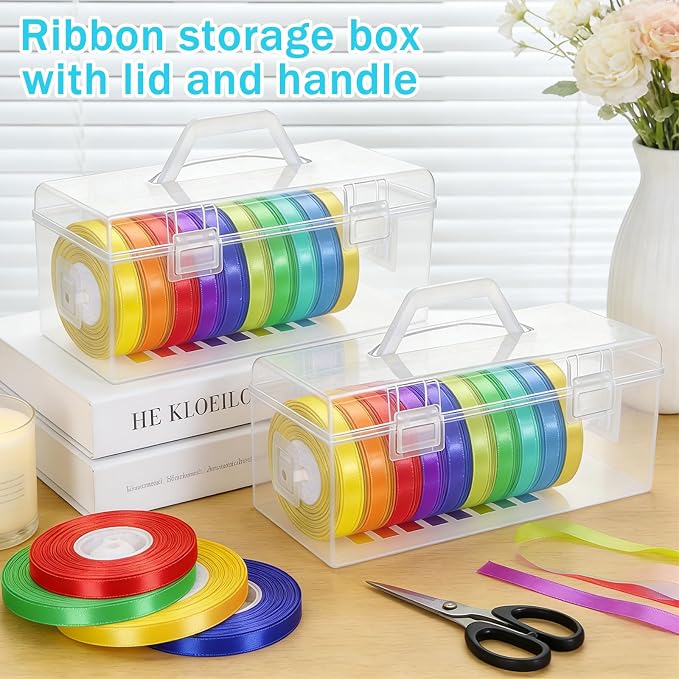Plastic Ribbon Organizer Container, Christmas Ribbon Spool Holder Washi Tape - Image 5