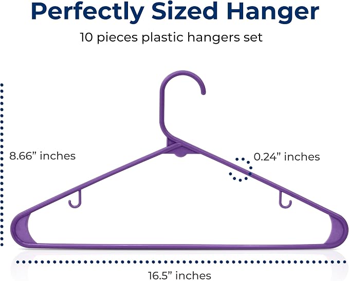 SereneLife Premium 10 Pack Plastic Hangers, Lightweight, Space Saving Clothes - Image 2