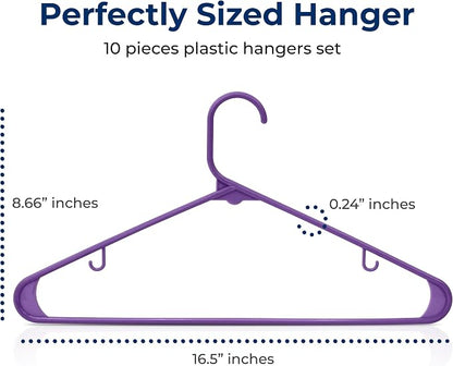 SereneLife Premium 10 Pack Plastic Hangers, Lightweight, Space Saving Clothes - Image 2