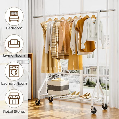 Heavy Duty Clothes Rack Load 450 LBS, Metal Garment Rack, Standing Rolling - Image 6