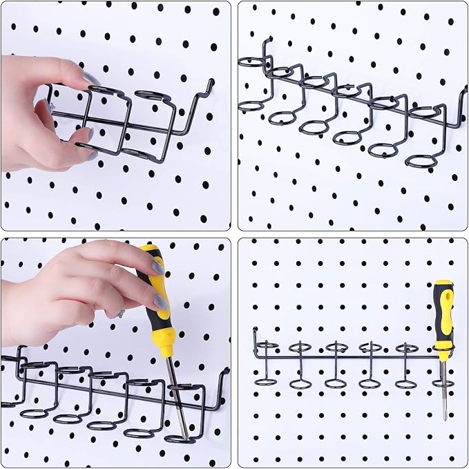 Hotop 2 Pieces Pegboard Screwdriver Holder Peg Board Tool Utility Hooks - Image 3