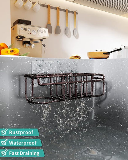 HapiRm 4 in 1 Adhesive Kitchen Sink Organizer, SUS304 Stainless Steel Brush - Image 2