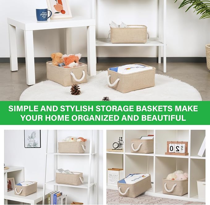 Bidtakay Small Storage Baskets for Shelves 3 Pack Fabric Storage Bins for - Image 8