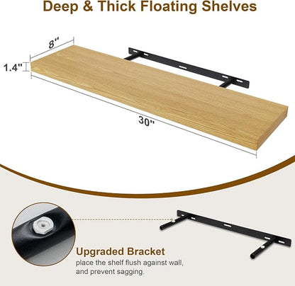 30 Inch Floating Shelves, Rustic Floating Wall Shelves 8 Inch Deep, 30 x 8 - Image 3