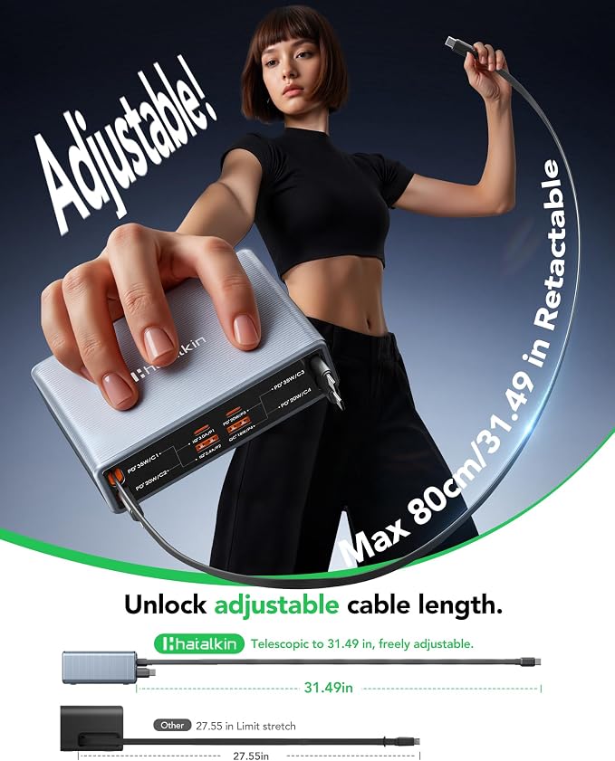 8-in-1 Retractable Charger for Apple Samsung USB C Gan Multiple Devices | 105W - Image 9