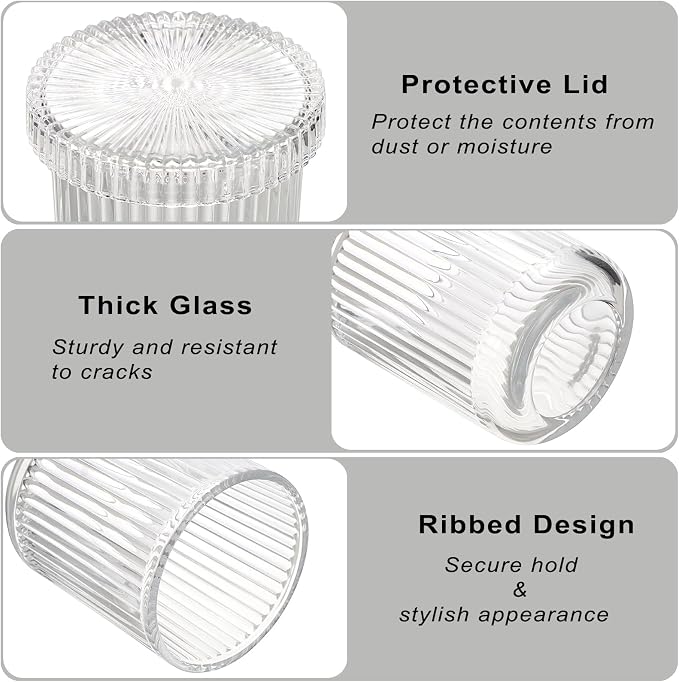 2 Pack Glass Qtip Holder with Lid, Qtip Dispenser Bathroom Storage Jars- Glass - Image 5