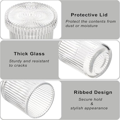 2 Pack Glass Qtip Holder with Lid, Qtip Dispenser Bathroom Storage Jars- Glass - Image 5