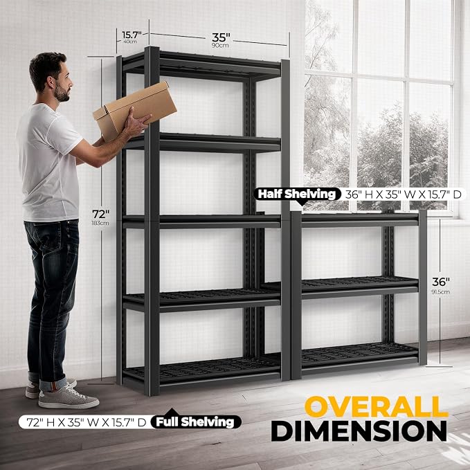 Auto Dynasty 5-Tier Storage Shelves, Metal Storage Utility Rack Shelf Unit - Image 2