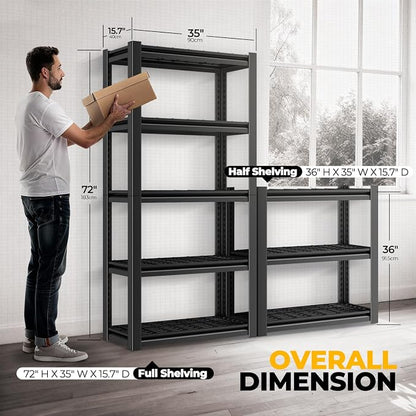 Auto Dynasty 5-Tier Storage Shelves, Metal Storage Utility Rack Shelf Unit - Image 2