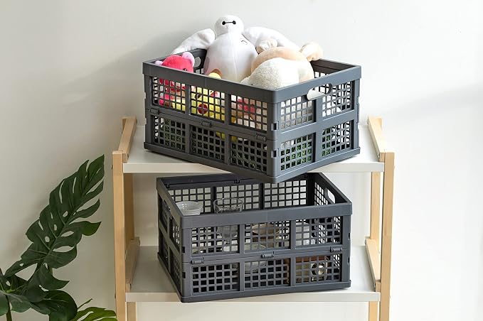 Eslite 34L Large Plastic Folding Storage Crates, Collapsible Crates - Image 6