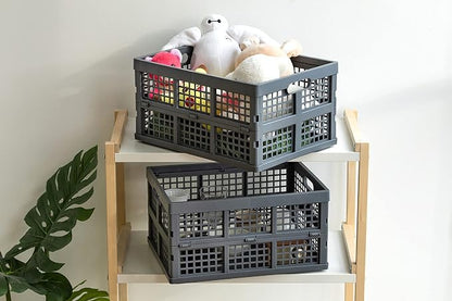 Eslite 34L Large Plastic Folding Storage Crates, Collapsible Crates - Image 6