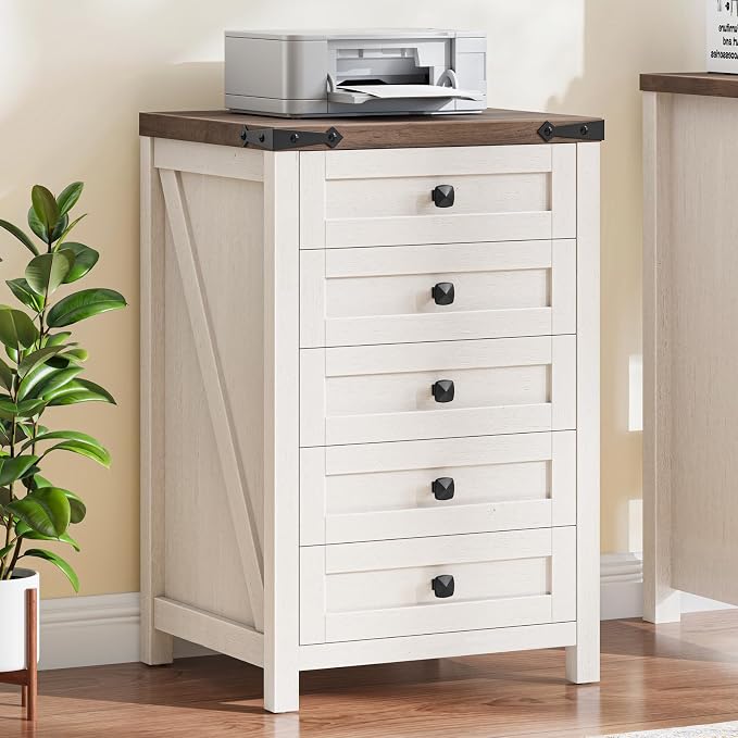 Halitaa 5 Drawer Small File Cabinet, Farmhouse Vertical Filing Cabinet | Under by Halitaa