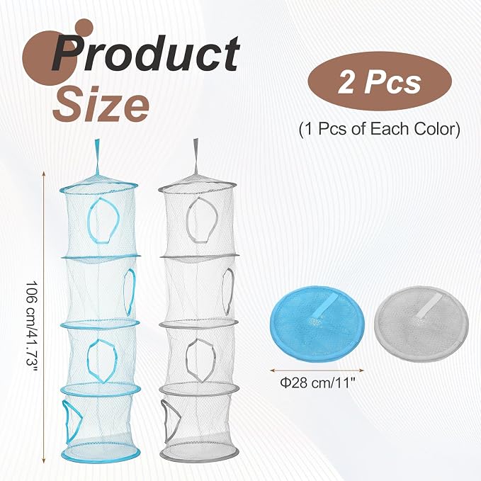 uxcell 2Pcs Mesh Hanging Storage Basket, Light Blue - Image 2
