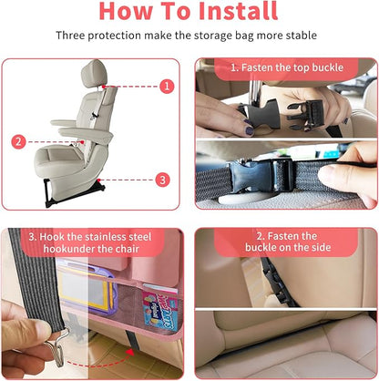 Car Backseat Organizer with Tray, Seat Back Table Holder with 6 Storage Pockets - Image 7