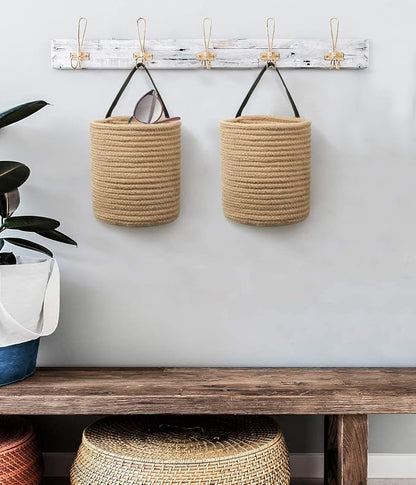 Goodpick 2 Pack Jute Wall Hanging Storage Baskets - Image 7
