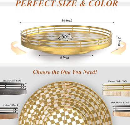 Gold Decorative Vanity Tray, 10 Inch Rotating Lazy Susan Perfume Tray - Image 6