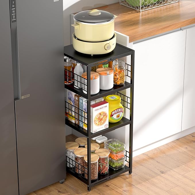 DAOUTIME Expandable Slim Storage Shelf, 4 Tier Metal Shelving Unit - Image 2