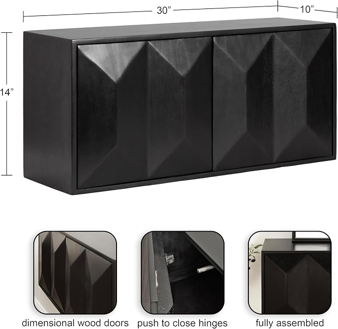 Kate and Laurel Ranier Modern Wooden Two-Door Wall Cabinet, Decorative Storage - Image 3