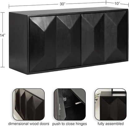 Kate and Laurel Ranier Modern Wooden Two-Door Wall Cabinet, Decorative Storage - Image 3