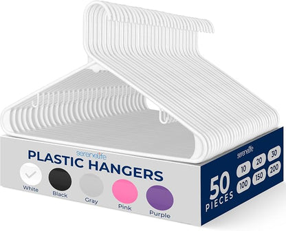 SereneLife 50 Pack Plastic Hangers, Space-Saving Closet Organizers, Durable and by SereneLife