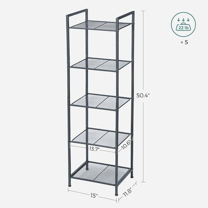 SONGMICS 5-Tier Storage Rack, Bathroom Shelf, Extendable Plant Stand - Image 3