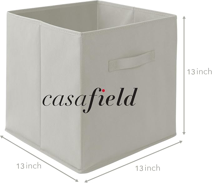 Casafield Set of 6 Collapsible Fabric Cube Storage Bins, Light Gray - Image 7