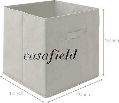 Casafield Set of 6 Collapsible Fabric Cube Storage Bins, Light Gray - Image 7
