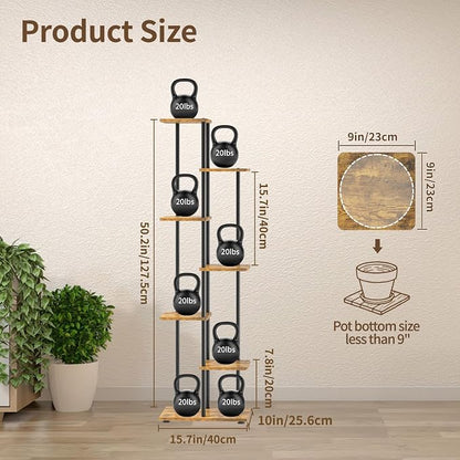 LASZOLA Black 6 Tier Wood Tall Plant Stand Indoor - Image 6