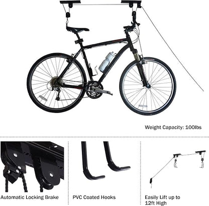 Bike Hanger - Overhead Hoist Pulley System - Secure Garage Ceiling Storage by - Image 5