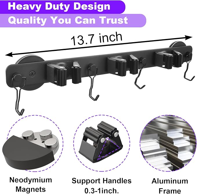 Magnetic Mop Broom Holder, Heavy Duty Magnetic Mop Hanger - Image 5