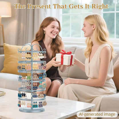MODOWEY Rotating Earring Holder Organizer Stand, 6 Tier Large Capacity Jewelry - Image 6