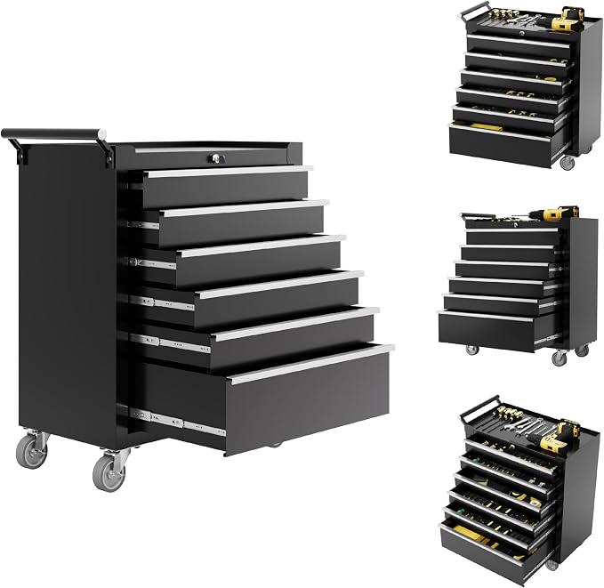 Rolling Tool Chest with Wheels, 6 Drawer Tool Storage Cabinet, Portable Toolbox by Unknown
