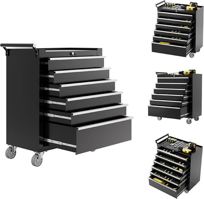 Rolling Tool Chest with Wheels, 6 Drawer Tool Storage Cabinet, Portable Toolbox by Unknown