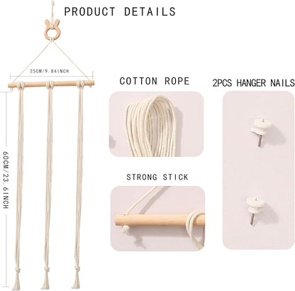 Macrame Hair Clips Organizer, Wall Hanging Hair Accessories Holder and Storage - Image 3