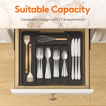 Lifewit Expandable Silverware Organizer, Plastic Utensil Tray - Image 2