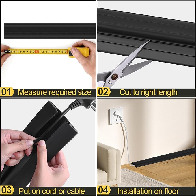 MYFAMIREA 6.5FT Floor Cord Cover Heavy Duty Cable Cover Protector 3 Channels - Image 5