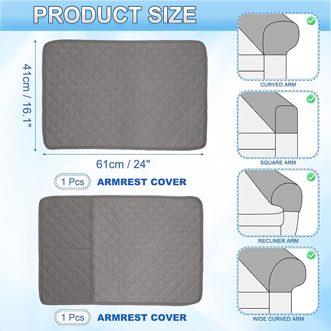 uxcell 2 PCS Armrest Covers, Couch Arm Cover Furniture Protect Slide Recliner - Image 2