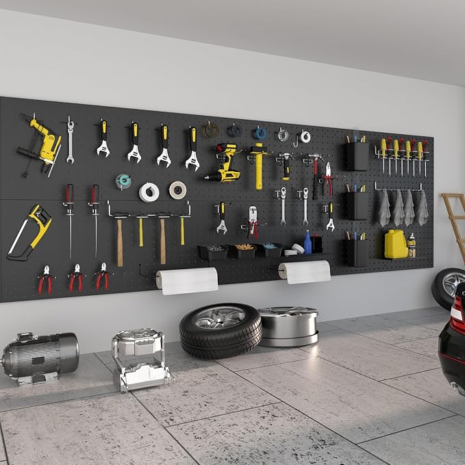 Metal Peg Board Kit with 1/4" Pegboard Accessories, 6 Pack 12"X24" Pegboard and - Image 6