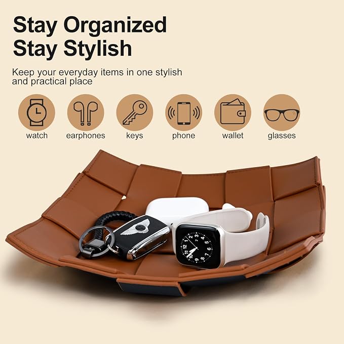 Valet Tray PU Leather Key Holder Bowl - Image 5