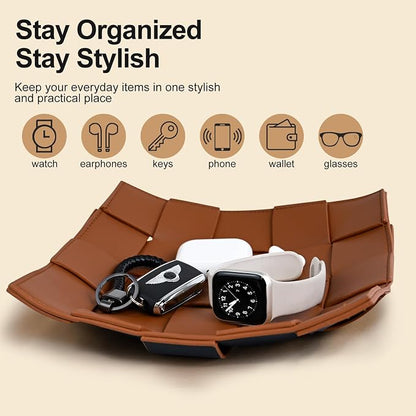 Valet Tray PU Leather Key Holder Bowl - Image 5