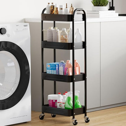 4 Tier Slim Storage Cart with Wheels by LIWNYRK