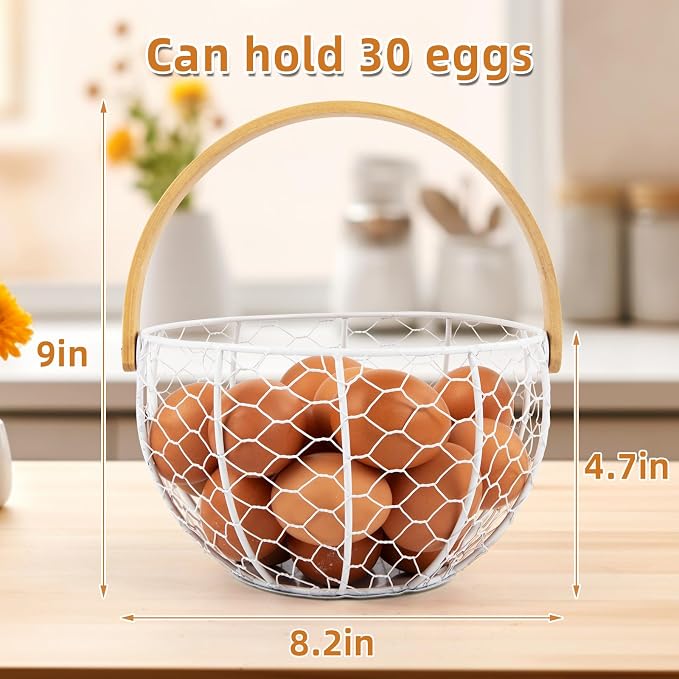 Farmhouse Wire Egg Basket for Gathering Fresh Eggs - Image 6