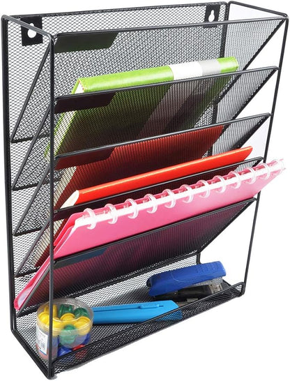 EASEPRES Hanging File Holder Organizer, 6 Tier Mesh Metal Wall Mount Document by EASEPRES